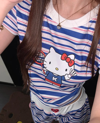 Hello Kitty Cute&Comfy Soft Girlie Striped Pajamas