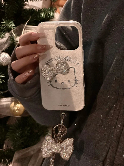 Hello Kitty Silver Rhinestone Bow Phone Case