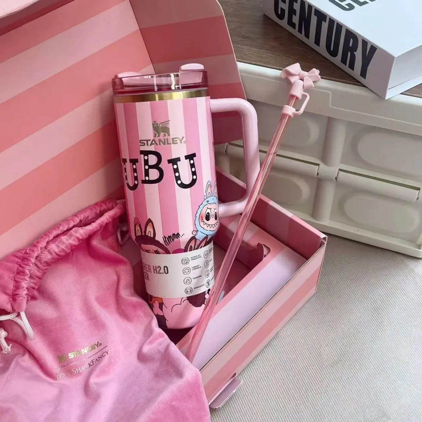 Personalized Pink Labubu 40oz Tumbler Gift Set