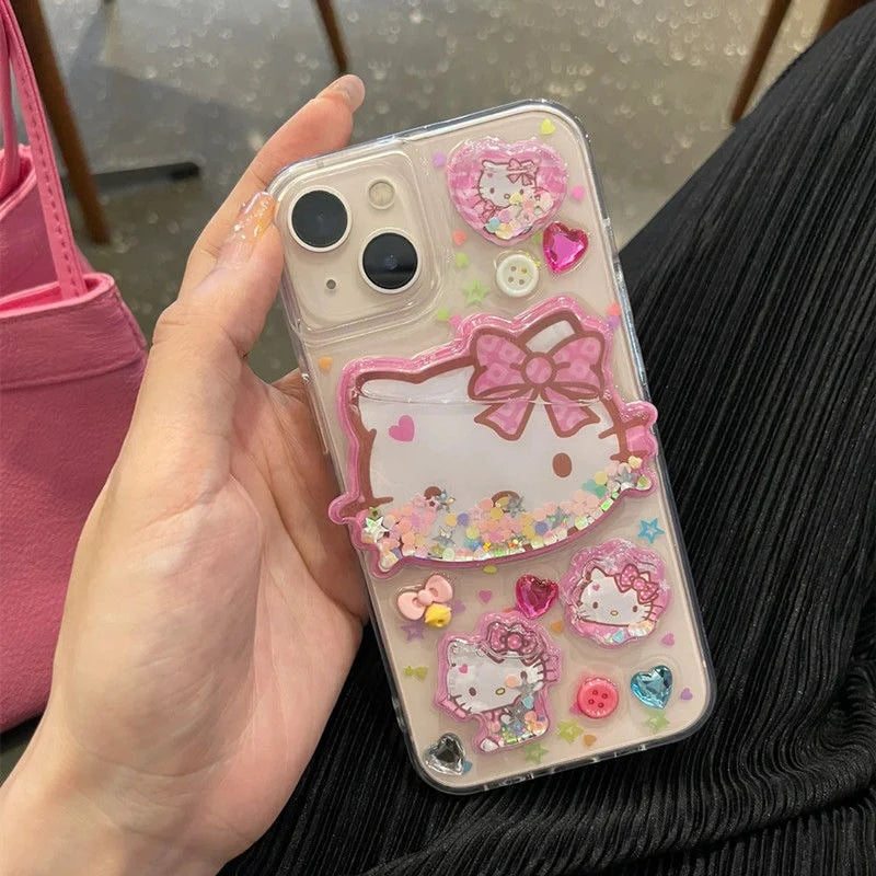 Hello Kitty Clear 3D Glitter Phone Case
