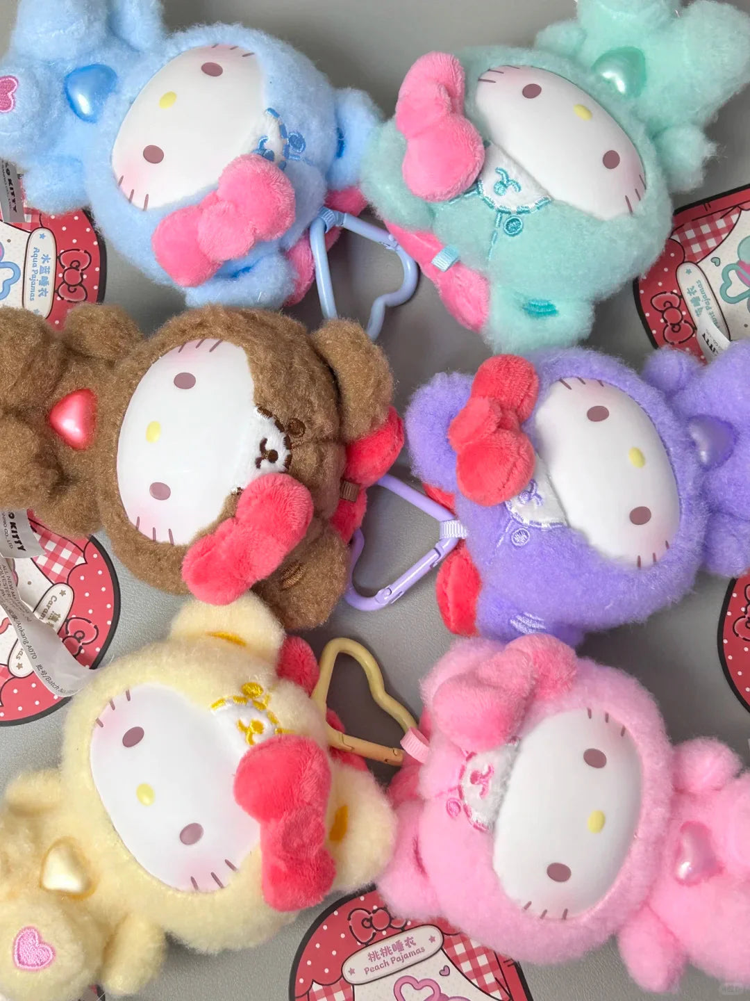Hello Kitty Teddy Pajamas Plush Keychain