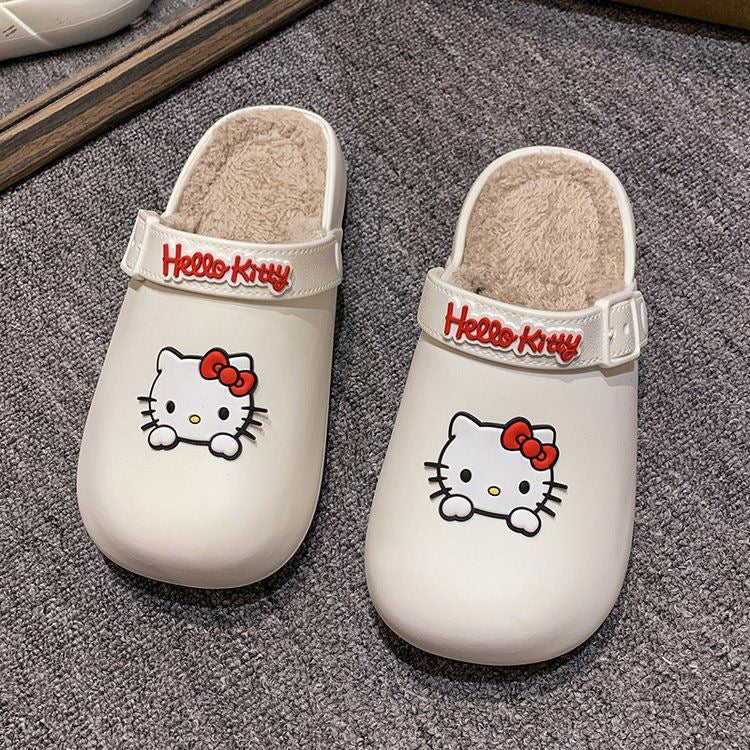 Hello Kitty Fuzzy Indoor Outdoor Slippers
