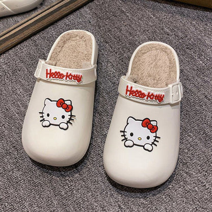 Hello Kitty Fuzzy Indoor Outdoor Slippers