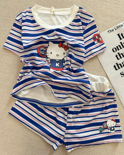 Hello Kitty Cute&Comfy Soft Girlie Striped Pajamas