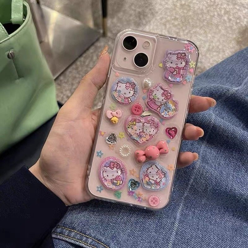 Hello Kitty Clear 3D Glitter Phone Case