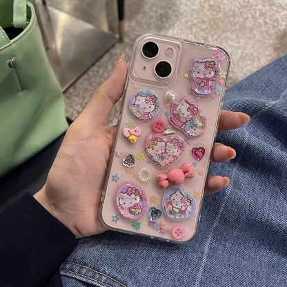 Hello Kitty Clear 3D Glitter Phone Case