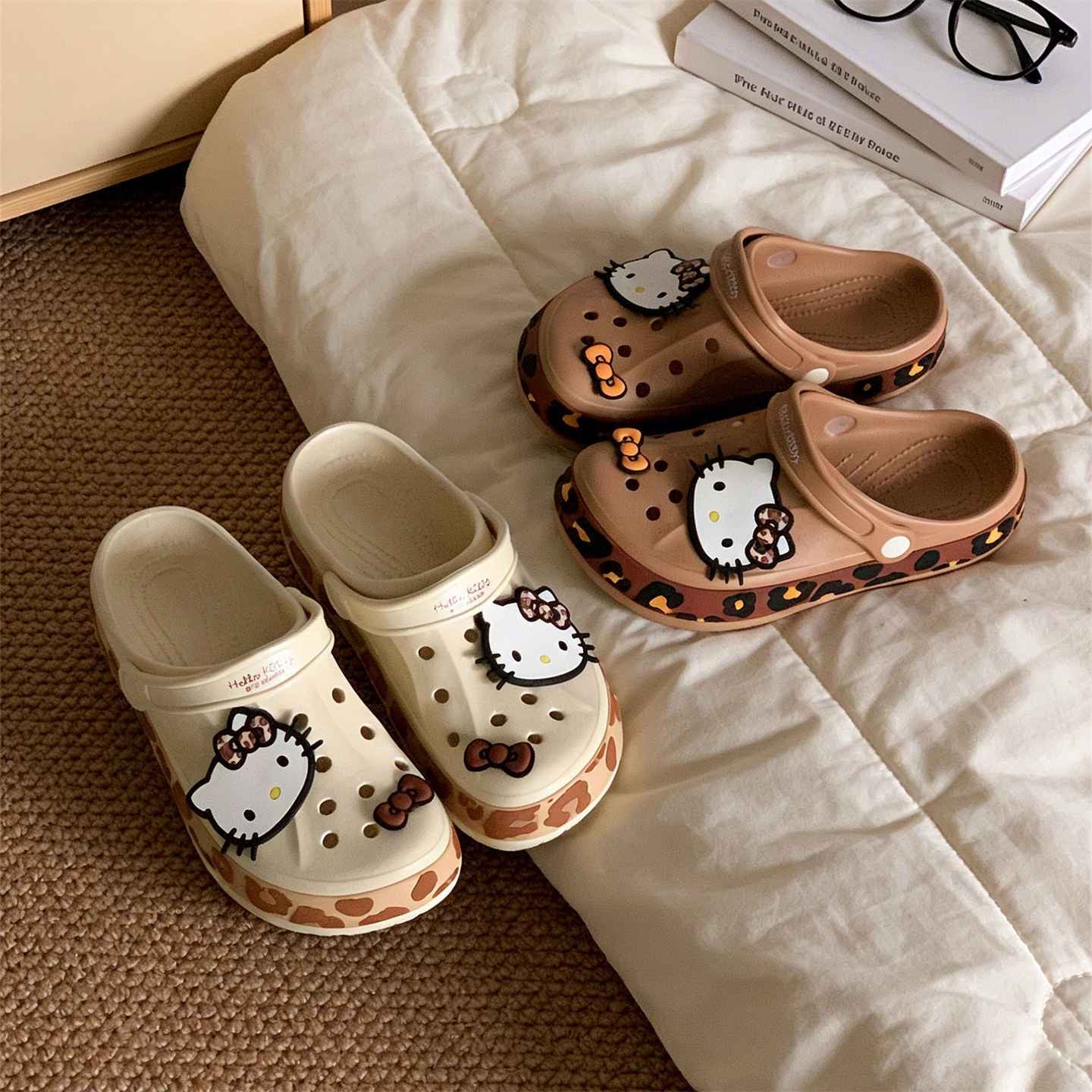 Hello Kitty Leopard Print Clogs Slip on Water Casual Sandal Shoes