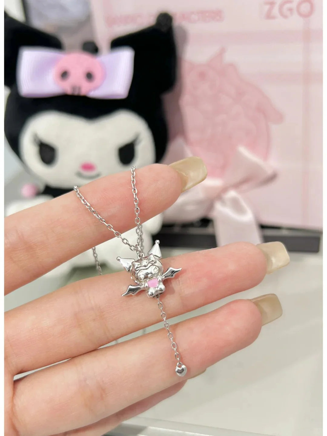 Angel  Hello Kitty and Devil Kuromi Heart Necklace