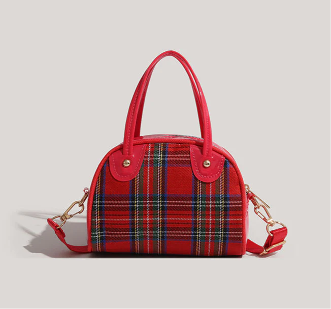 HelloKitty Classic Plaid Retro Shell Bag