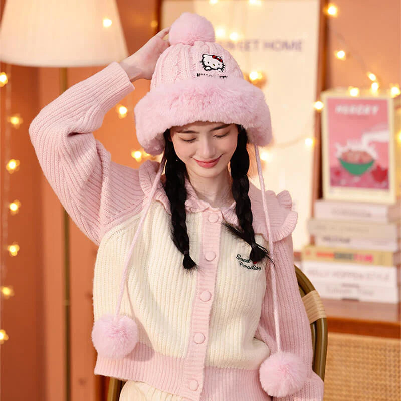 Sanrio Knitted Beanie with Pom Pom