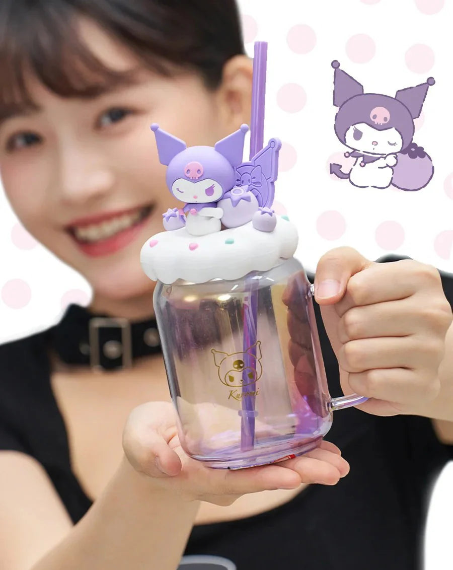 Kuromi/My Melody Glass Straw Cup