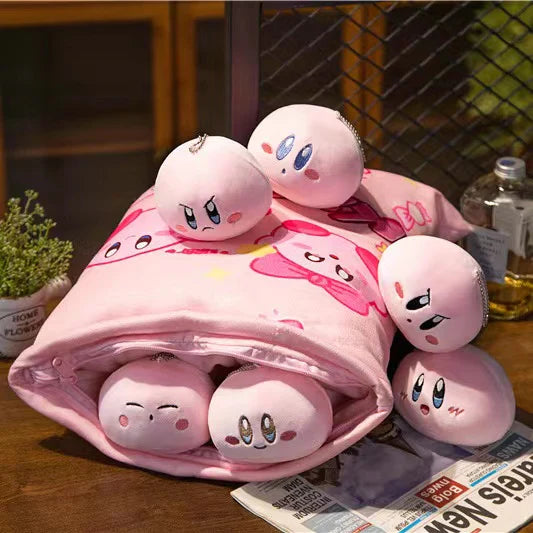 Kirby Plush Pillow with 6 Mini Plushies Set