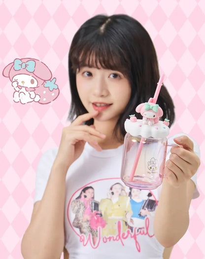 Kuromi/My Melody Glass Straw Cup