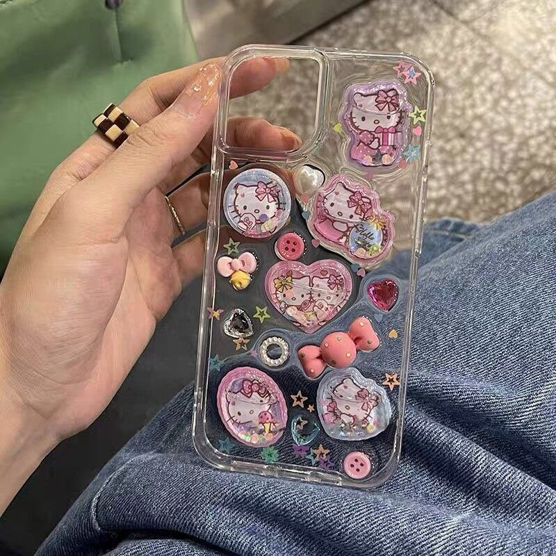 Hello Kitty Clear 3D Glitter Phone Case