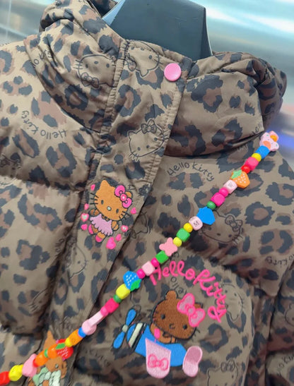 Hello Kitty Leopard Print Signature Plush Coat&Fluffy Bag
