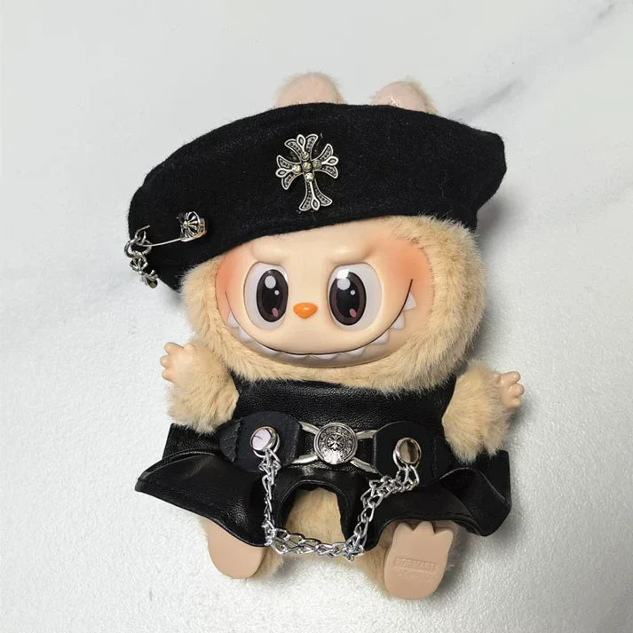 Labubu Gothic Punk Couple Outfit Set – Black Leather Style (Outfit Only)