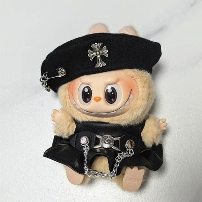 Labubu Gothic Punk Couple Outfit Set – Black Leather Style (Outfit Only)