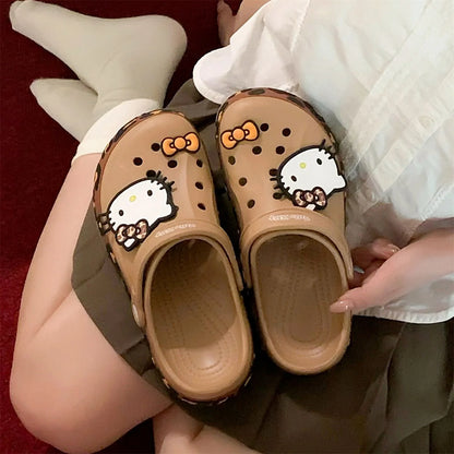 Hello Kitty Leopard Print Clogs Slip on Water Casual Sandal Shoes
