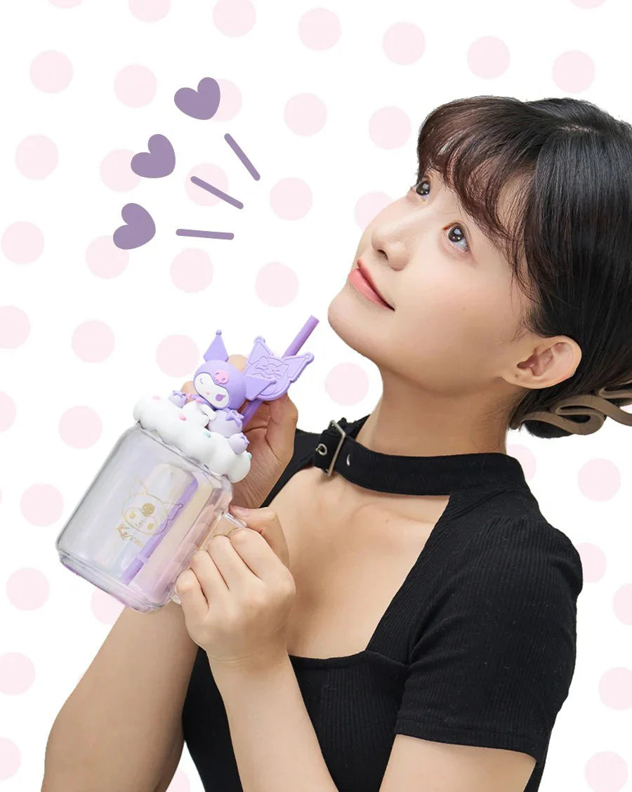 Kuromi/My Melody Glass Straw Cup