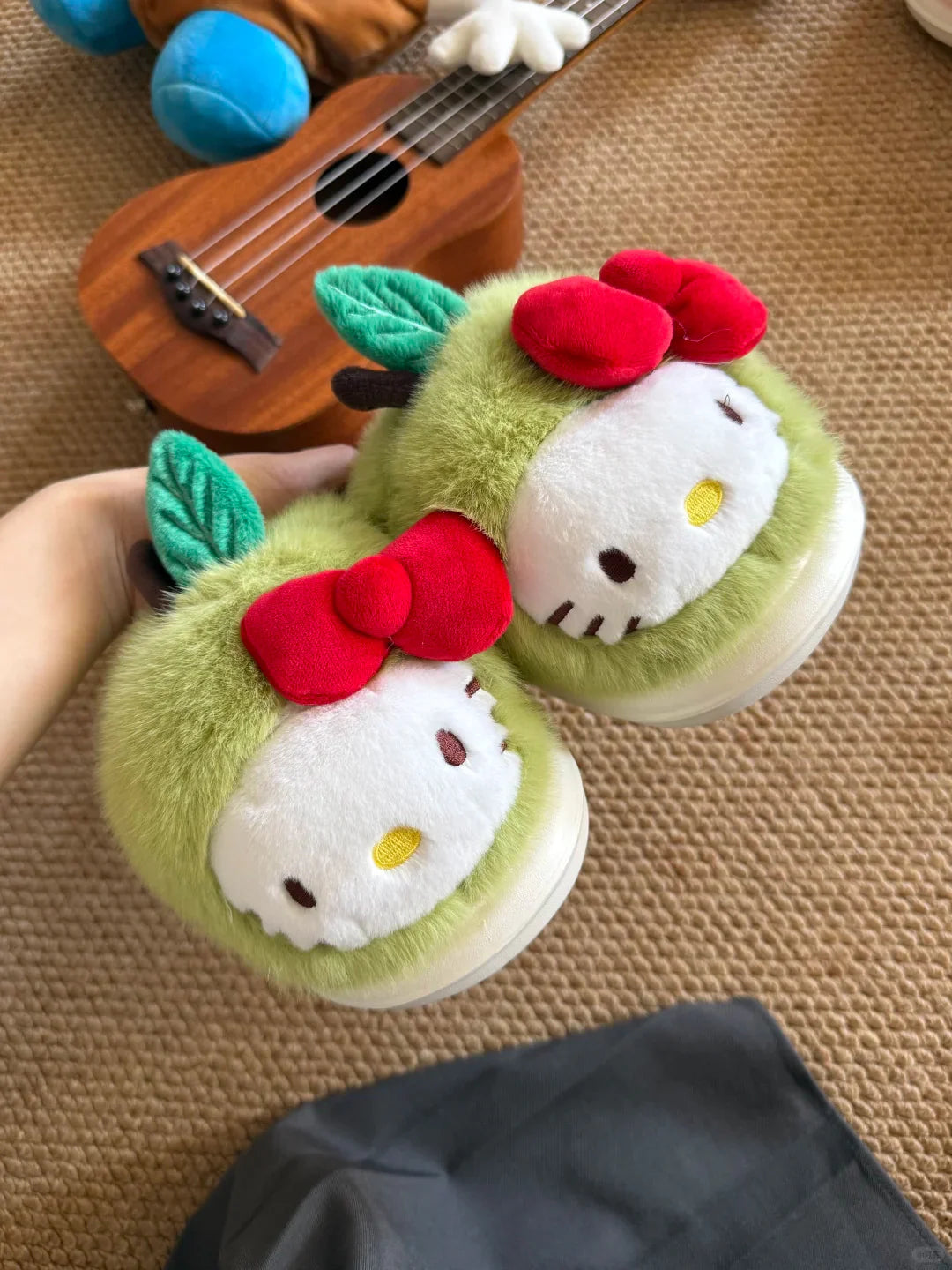 Hello Kitty Apple & Pear Plush Slippers