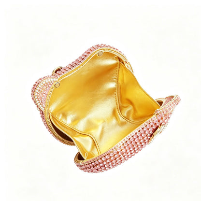 Hello Kitty Rhinestone Evening Bag, Handmade Full Crystal Crossbody Chain Purse