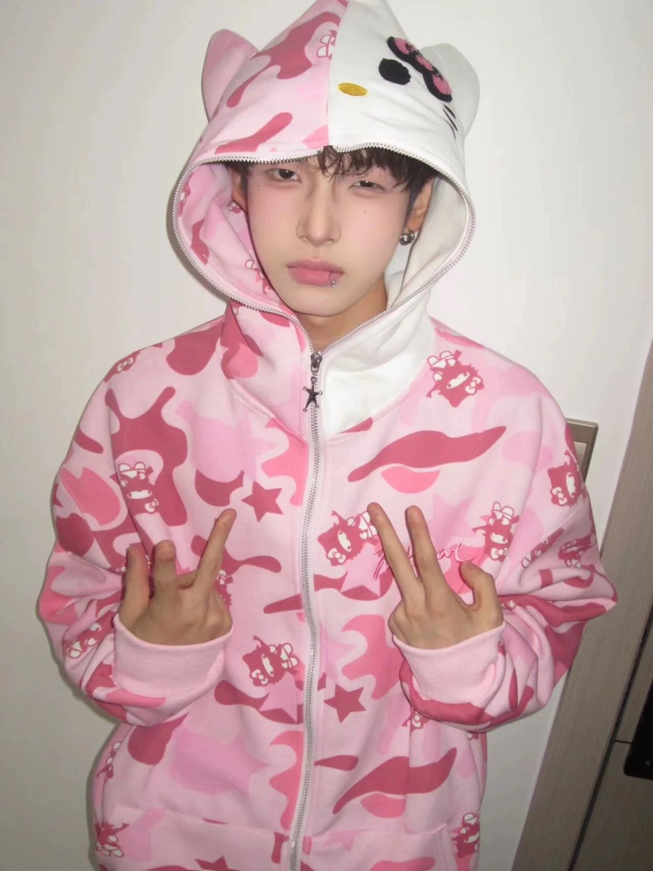 Hello Kitty Camouflage Hoodies Oversized Jacket In Kawaii Shop