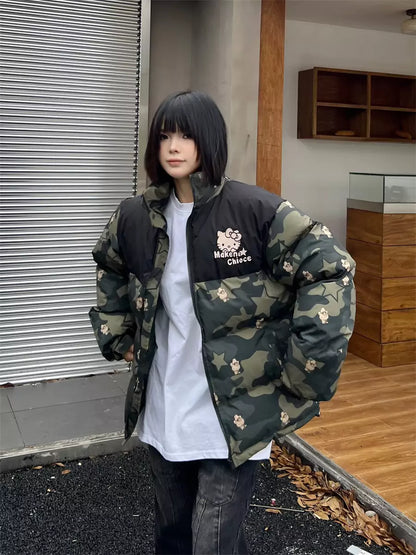 Hello Kitty Camo Baggy Puffer Jacket