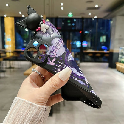 Kuromi 3D Charm Phone Case with Lanyard & Pearl Chain