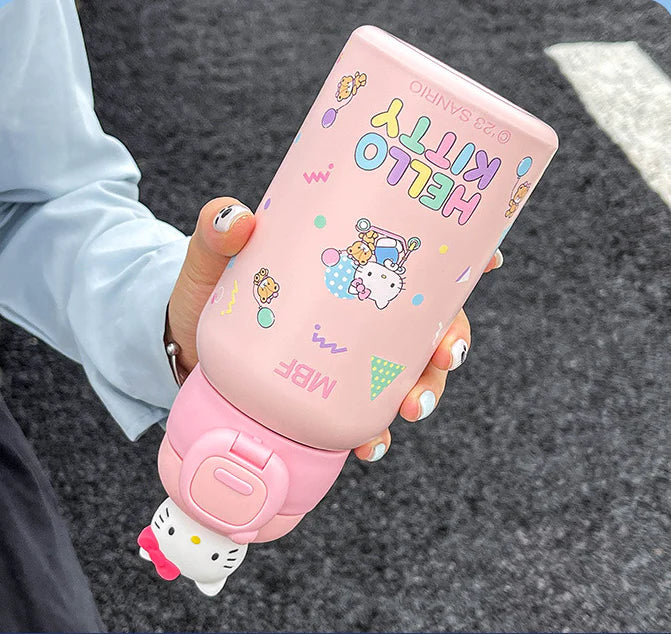 Sanrio Steel Thermos with PU Leather Cover and Strap