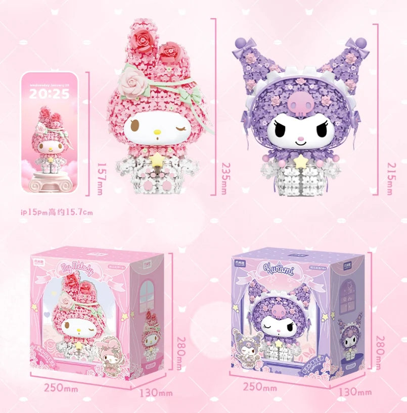 My Melody & Kuromi Floral Crystal Figures Building Blocks – In