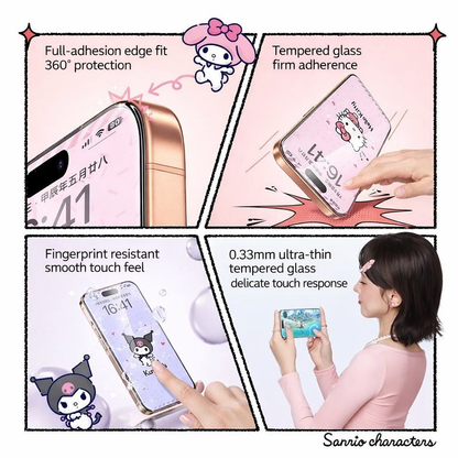 Sanrio Cute Tempered Glass Film for iPhone
