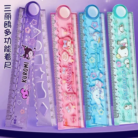 Sanrio Characters Foldable Stencil & Ruler Duo
