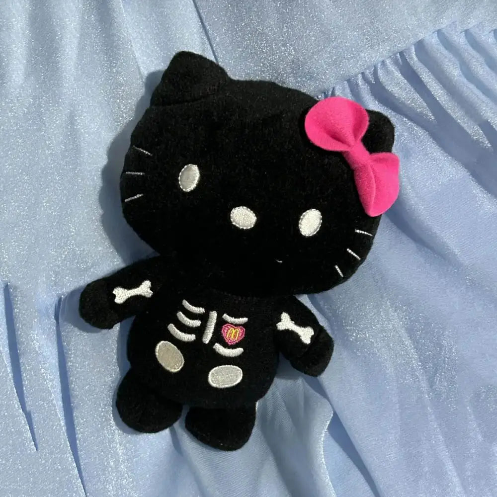 Black Kitty Skeleton Plushie KeyChain