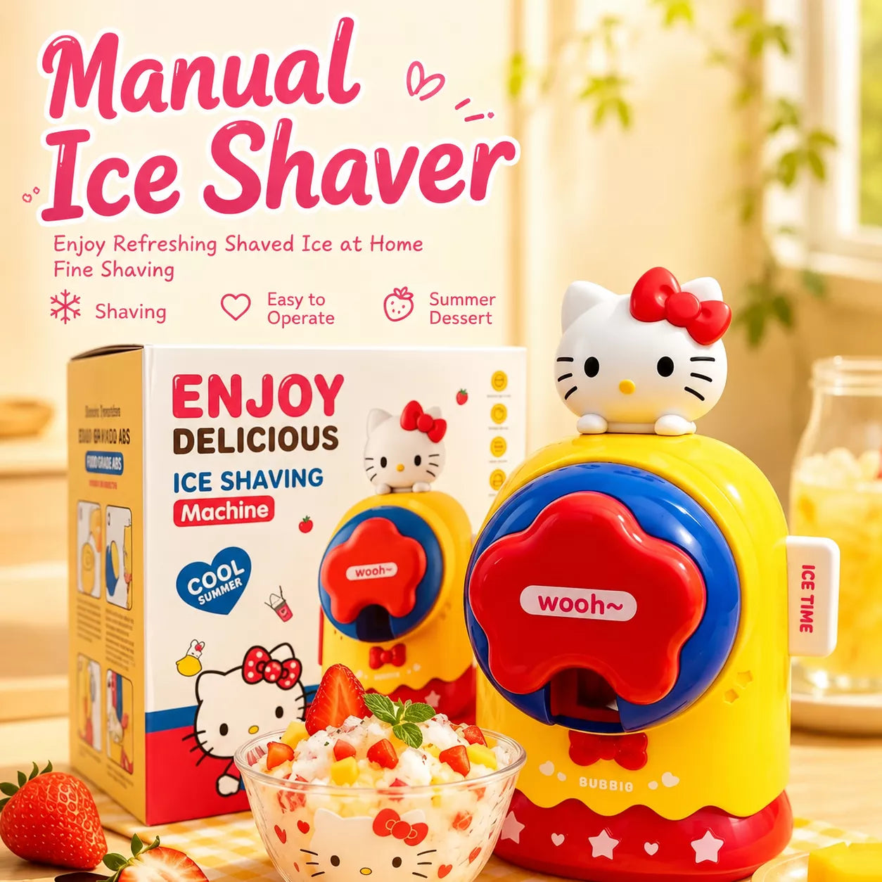 Kawaii Hello Kitty Hand-Crank Shaved Ice Machine
