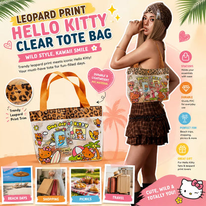 Leopard Print Hello Kitty Clear Tote Bag