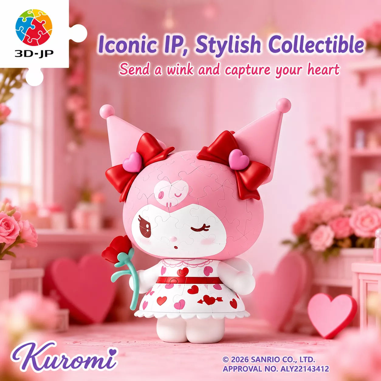 Kuromi 3D Crystal Puzzle Figure (89PCS)