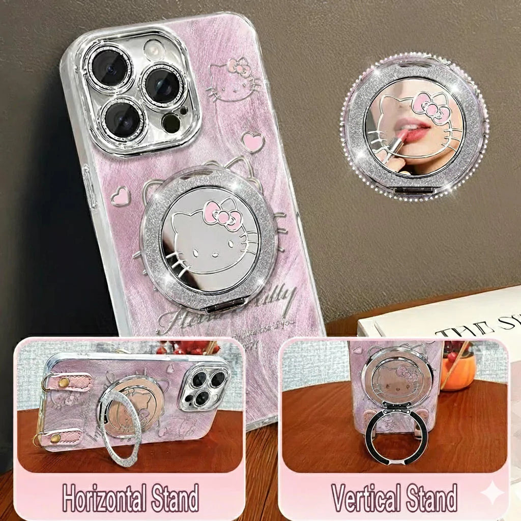 HelloKitty Blush Pink Swirl Phone Case With Phone Holder&Long&Short Rope