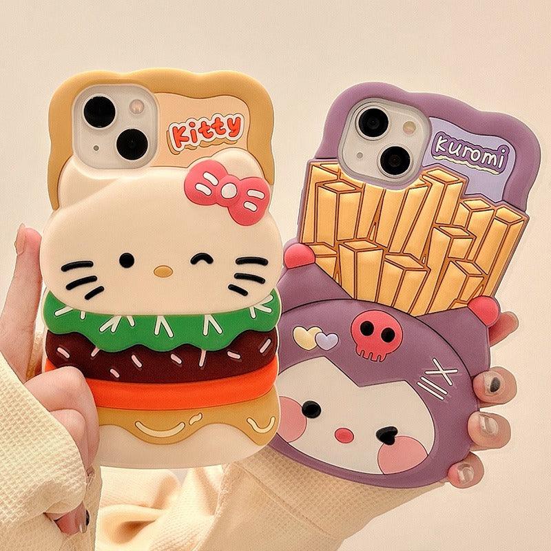 Hello Kitty, Kuromi Hamburger and French Fries Phone Case – In Kawaii Shop