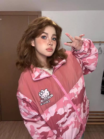 Hello Kitty Camo Baggy Puffer Jacket