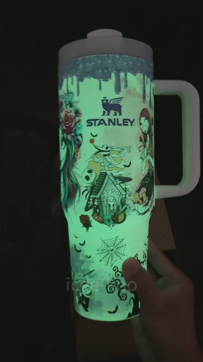 Sally & Jack Skellington Midnight Magic Glow-in-the-Dark 40 Oz Tumbler 🖤💀✨🎃 Limited Edition