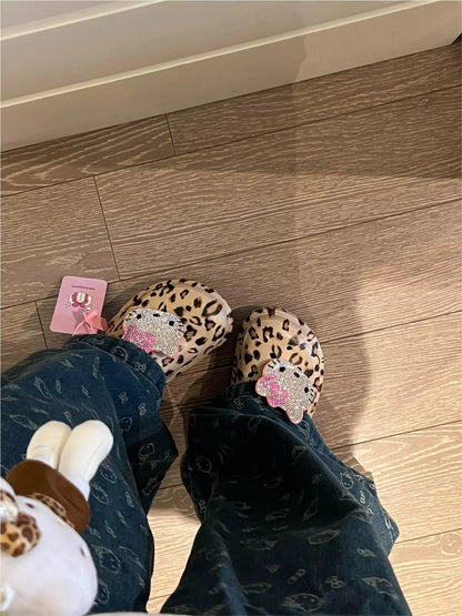 HelloKitty Sparkle Face Krush Leopard Clogs