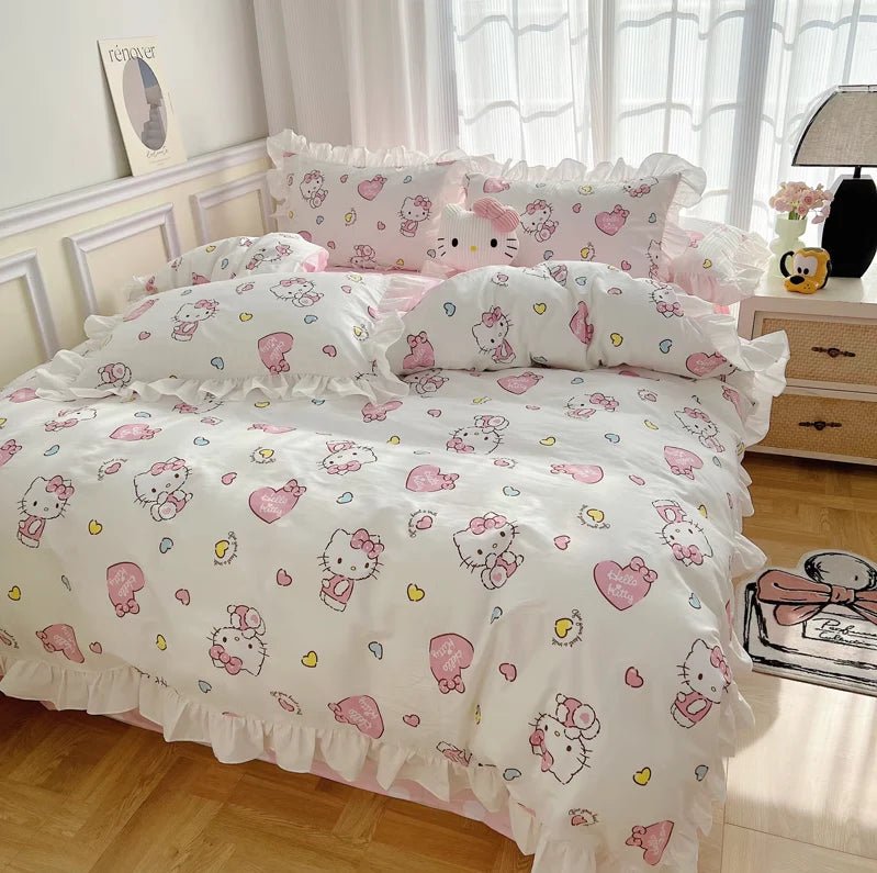 Hello Kitty Cotton Bedding Sheet with Ruffles