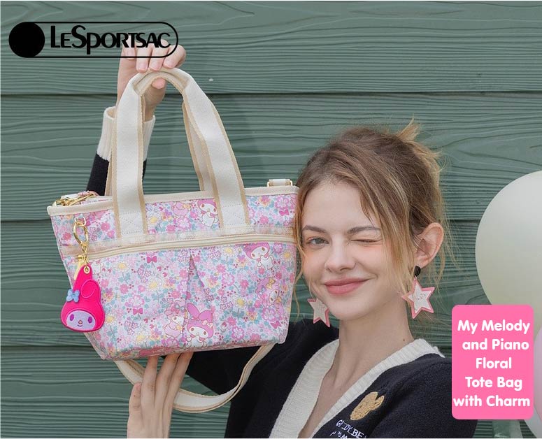 LeSportsac My Melody and Piano Floral Tote Bag with Charm - In Kawaii Shop