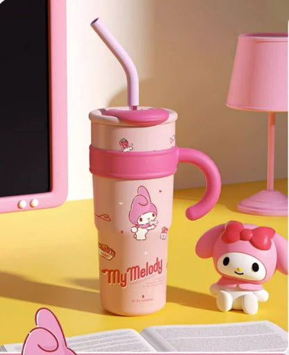 Sanrio Straw Stainless Steel Thermos Tumbler - In Kawaii Shop